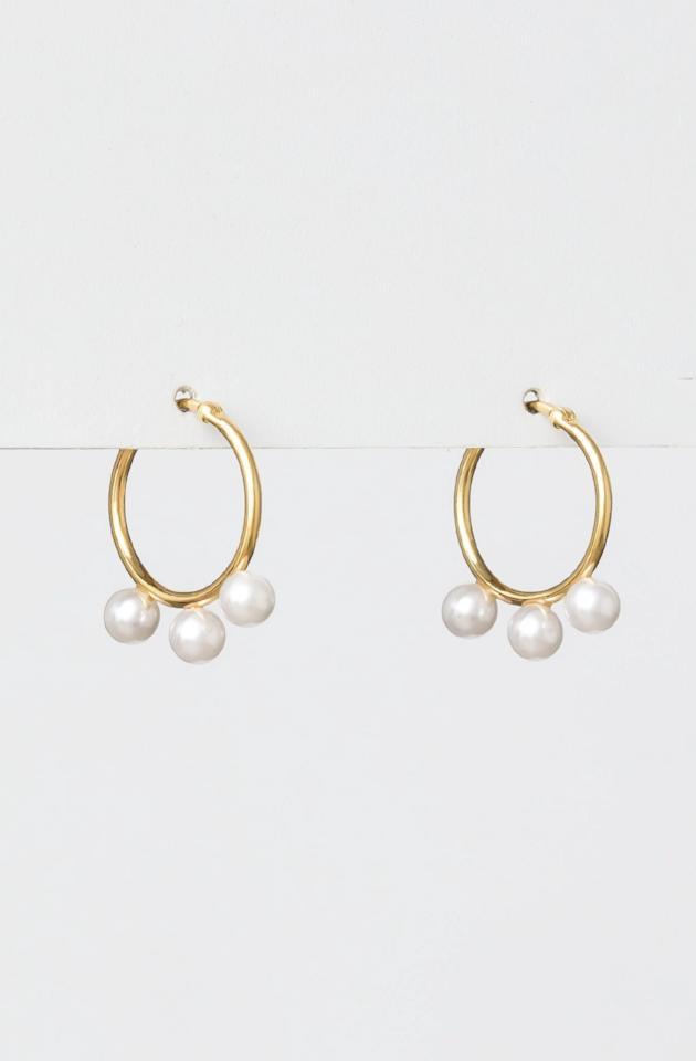 Gold Hoop Mother Of Pearls Earrings