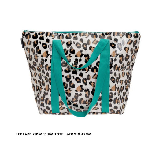 Leopard zip medium tote