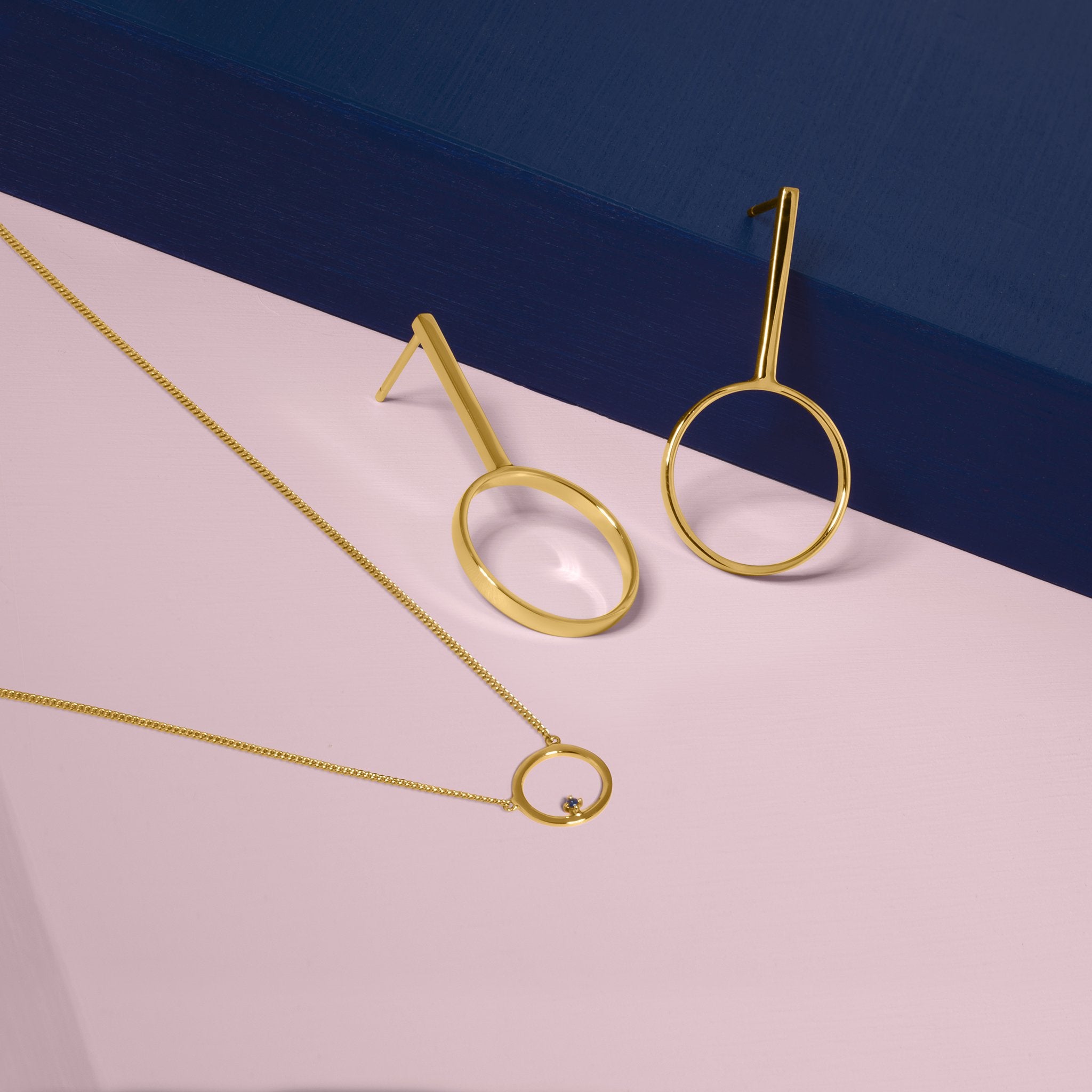 Republic Road Free to Roam Necklace and Clarity Earrings Gold | Styled on Pink and Blue 