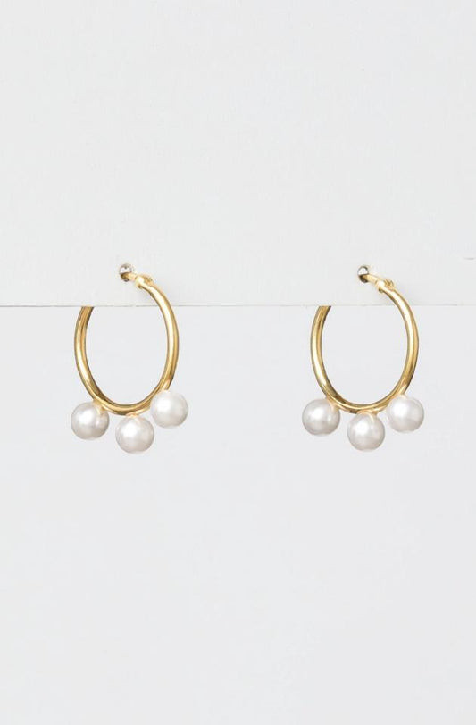 Gold Hoop Mother Of Pearls Earrings