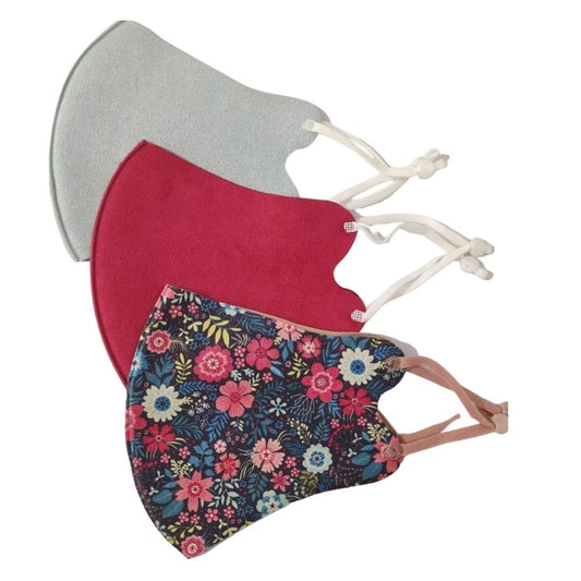 Pack of 3 Face Masks | Floral, Magenta, Turquoise