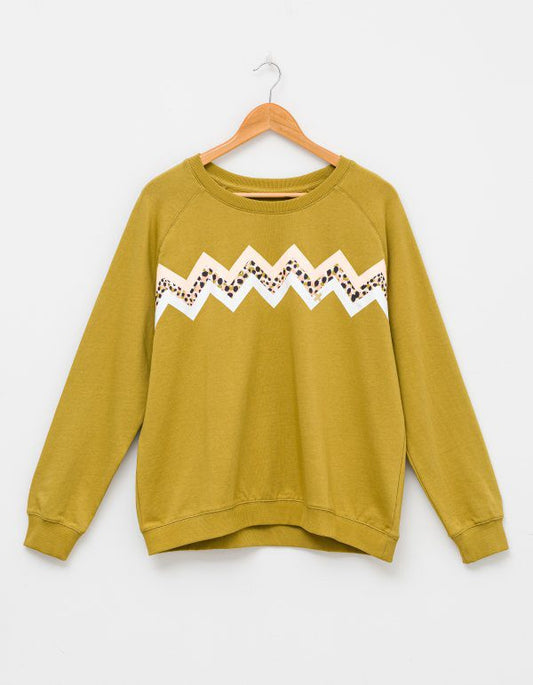 Sweater - Grass Chevron Stripe Girlfriend